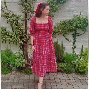 Hill House Home Red Tartan Nesli Nap Dress - Size XS
